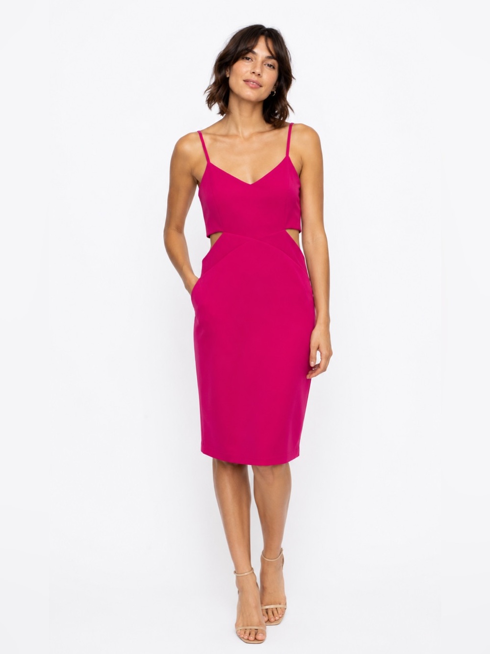 Laundry by Shelli Segal vibrant fuchsia pink cocktail dress in size 8